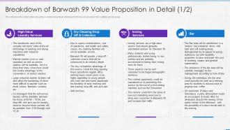 Breakdown Of Barwash 99 Value Proposition Information Memorandum Marketing Document