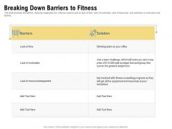 Breaking down barriers to fitness greatest workgroup ppt powerpoint presentation outline