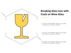 Breaking glass icon with crack on wine glass