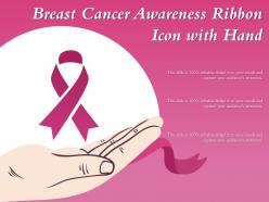 Breast cancer awareness ribbon icon with hand