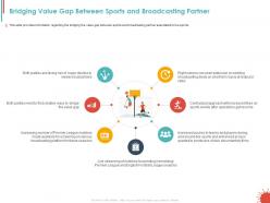 Bridging value gap between sports and broadcasting partner ppt icon outline