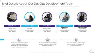 Brief details about our devops development team professional devops services proposal it
