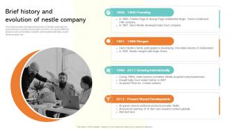 Brief History And Evolution Of Nestle Company Strategic Management Report Of Consumer MKT SS V