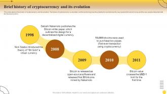 Brief History Its Evolution Comprehensive Guide For Mastering Cryptocurrency Investments Fin SS