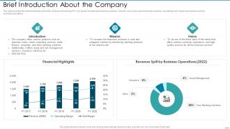 Brief Introduction About The Company Pitchbook For Investment Bank Underwriting Deal