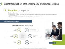 Brief Introduction Of The Company And Its Operations First Venture Capital Funding Ppt Tips