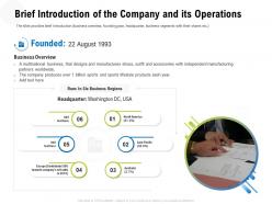 Brief Introduction Of The Company And Its Operations M3315 Ppt Powerpoint Presentation File Deck