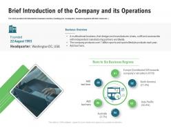 Brief introduction of the company and its operations m3343 ppt powerpoint visuals