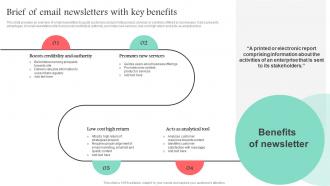 Brief Of Email Newsletters With Key Benefits Promotional Media Used For Marketing MKT SS V