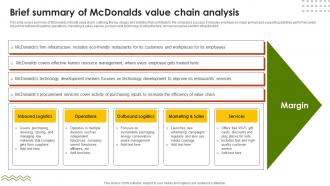 Brief Summary Of Mcdonalds Value Chain Analysis