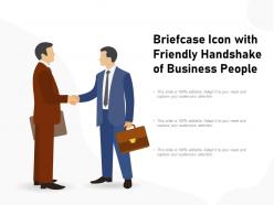 Briefcase icon with friendly handshake of business people