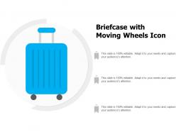 Briefcase with moving wheels icon
