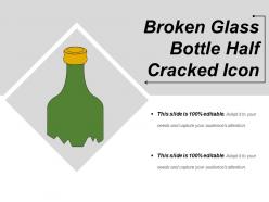 Broken glass bottle half cracked icon
