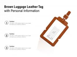 Brown luggage leather tag with personal information