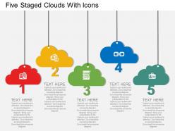 Bs five staged clouds with icons flat powerpoint design