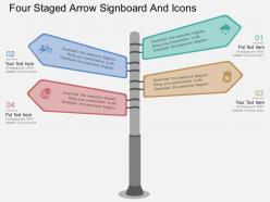 Bt four staged arrow signboard and icons flat powerpoint design
