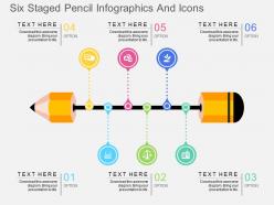 Bt six staged pencil infographics and icons flat powerpoint design