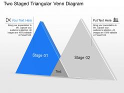 Bt two staged triangular venn diagram powerpoint template