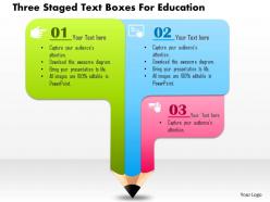 Bu three staged text boxes for education powerpoint templets