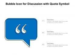 Bubble icon for discussion with quote symbol