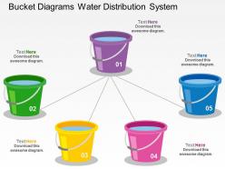 Bucket diagrams water distribution system flat powerpoint design