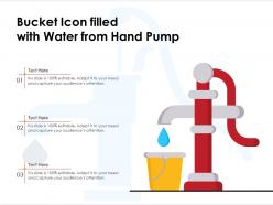 Bucket icon filled with water from hand pump