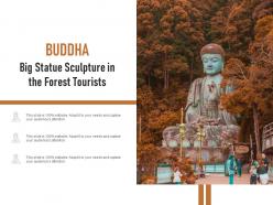 Buddha big statue sculpture in the forest tourists