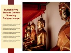 Buddha five statues golden showing religion image