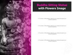 Buddha sitting statue with flowers image