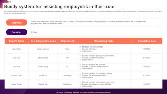 Buddy System For Assisting Employees In Their New Hire Onboarding And Orientation Plan