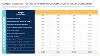 Budget Allocation For Effective Digital Transformation Of Power Enabling Growth Centric DT SS