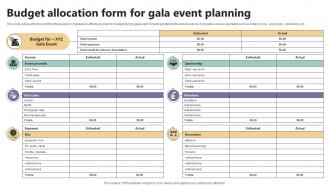 Budget Allocation Form For Gala Event Planning