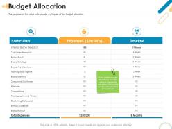 Budget allocation rebrand ppt powerpoint presentation infographics examples