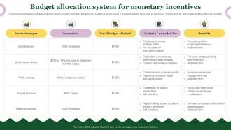 Budget Allocation System For Monetary Incentives