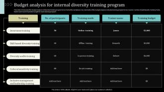 Budget Analysis For Internal Diversity Training Program