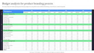 Budget Analysis For Product Branding Process Product Branding Offering Identity To Standalone