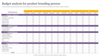 Budget Analysis For Product Branding Process Product Corporate And Umbrella Branding