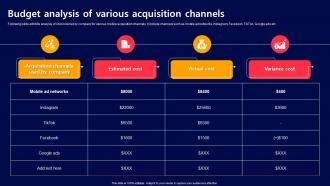 Budget Analysis Of Various Acquisition Acquiring Mobile App Customers