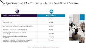 Budget Assessment For Cost Associated Employee Hiring Plan At Workplace
