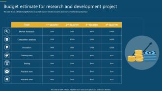 Budget Estimate For Research And Development Project