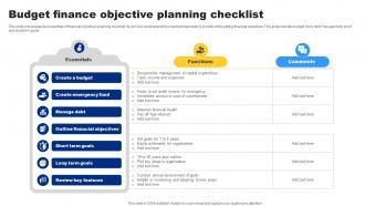 Budget Finance Objective Planning Checklist