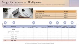 Budget For Business And It Alignment Business And It Alignment Ppt Slides Infographic Template