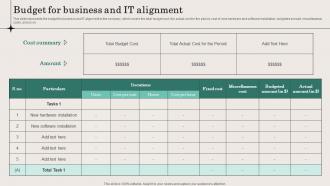 Budget For Business And IT Alignment Ppt Powerpoint Presentation File Deck