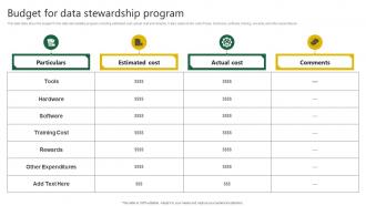 Budget For Data Stewardship Program Stewardship By Project Model