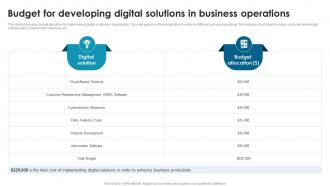 Budget For Developing Digital Solutions In Business Operations