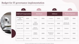 Budget For IT Governance Corporate Governance Of Information And Communications