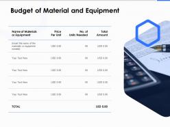 Budget of material and equipment ppt powerpoint presentation outline tips