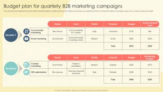 Budget Plan For Quarterly B2B Marketing Campaigns B2B Online Marketing Strategies