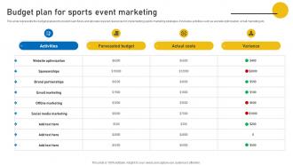 Budget Plan For Sports Event Marketing Sports Event Marketing Plan Strategy SS V