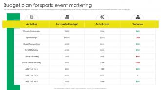 Budget Plan For Sports Event Marketing Sports Event Marketing Strategy SS V